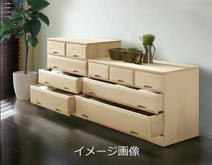 桐たんす 総桐クローゼット収納75幅4段 840D：C139-013