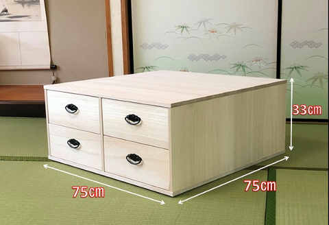 桐たんす 総桐押入収納布団台4杯引 75C：B910-001