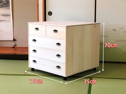 桐たんす 総桐押入収納ワイド4段 ROT-75：C160-003