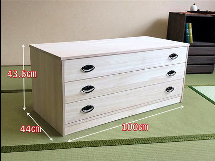 桐たんす 総桐着物チェスト深3段 NKT-3：B830-001