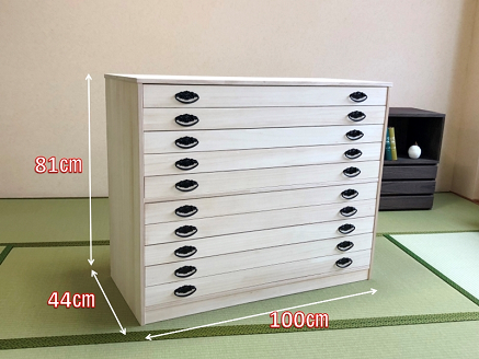 桐たんす 総桐着物チェスト浅10段 NKT-10：C205-003