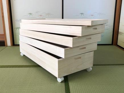 桐たんす 総桐着物収納4段キャスター付 KR-4CM：B690-002