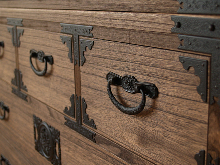 桐たんす 民芸タンス 牡丹5段：C368-001