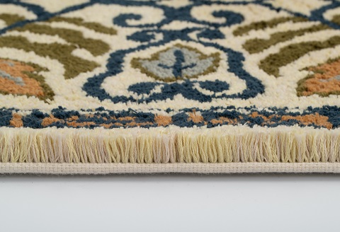 鍋島緞通 [手刺繍] 向い蟹 淡灰地：C409-004