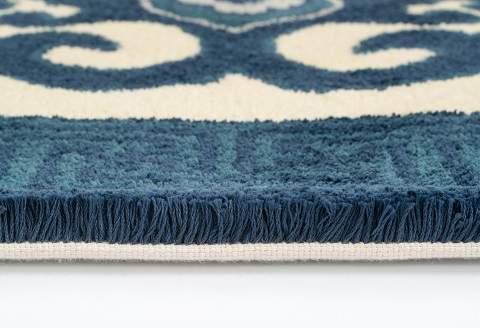 鍋島緞通 [手刺繍] 花菱龍唐草縁まんじ文 玉子地：D127-007