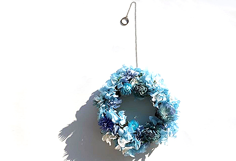 フラワーリース　ブルー：B180-039