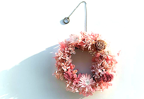 フラワーリース　ピンク：B180-040