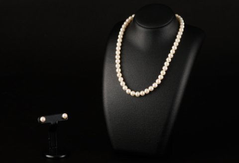 鑑別書付 8～8.5アコヤ真珠ネックレス・イヤリングorピアスセット：C669-001