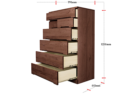 80HCBR 無垢材を使用したチェスト【諸富家具】：C173-006