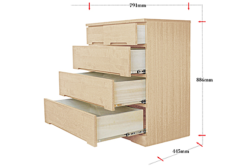 80LCWH 無垢材を使用したチェスト【諸富家具】：C130-004