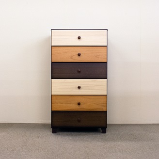 60チェスト6段マルーンⅡ【諸富家具】：C106-020