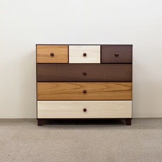 90ローチェスト4段マルーンⅡ【諸富家具】：C106-021