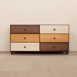 120ローチェスト3段マルーンⅡ【諸富家具】：C106-022