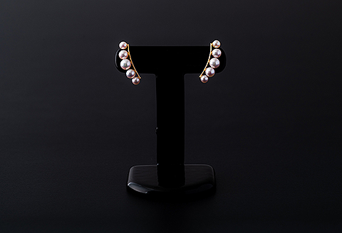 上品エレガント横並びカーブラインピアス：C186-001