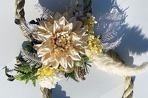 ドライフラワーしめ縄リース：B240-010