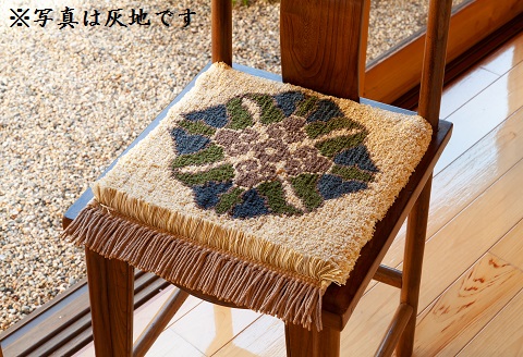 色をお選びいただけます　鍋島緞通[手織]蟹牡丹中心柄 40×40cm：C206-001