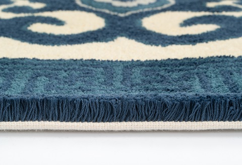 鍋島緞通[手刺繍]花菱龍唐草縁まんじ文/玉子地 50×80cm：C308-004