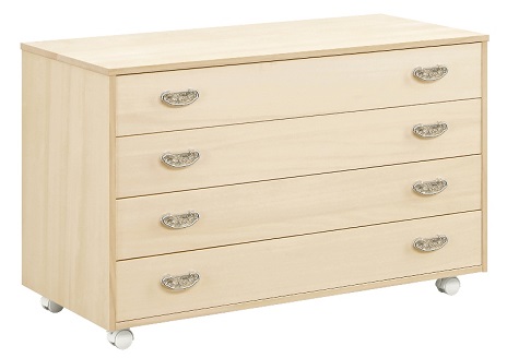 桐たんす クローゼット収納4段（キャスター付）：C136-004