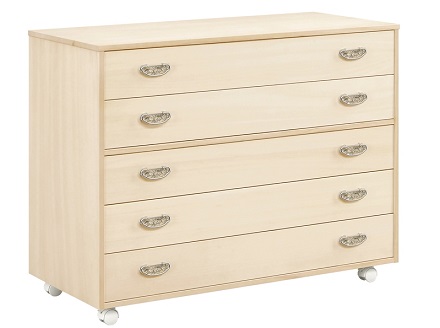 桐たんす クローゼット収納5段（キャスター付）：C146-009