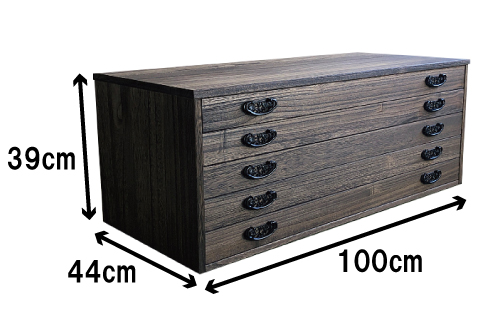 桐たんす 時代仕上げ総桐タンス 5段：C146-010