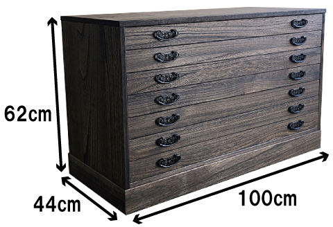 桐たんす 時代仕上げ総桐タンス 7段：C197-006