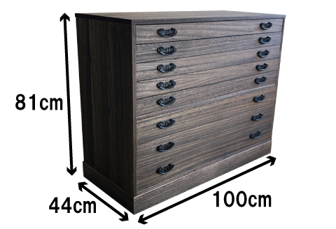 桐たんす 時代仕上げ総桐タンス 浅深8段：C298-002