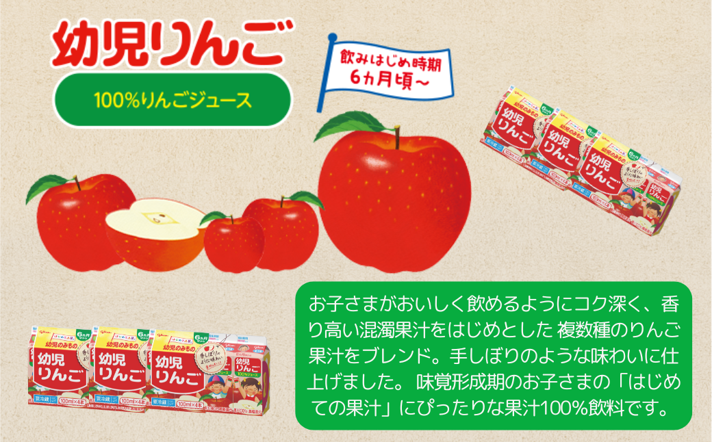 幼児りんご 100ml×4本 6パックセット グリコ 飲料 アップルジュース 果汁100％：B100-072