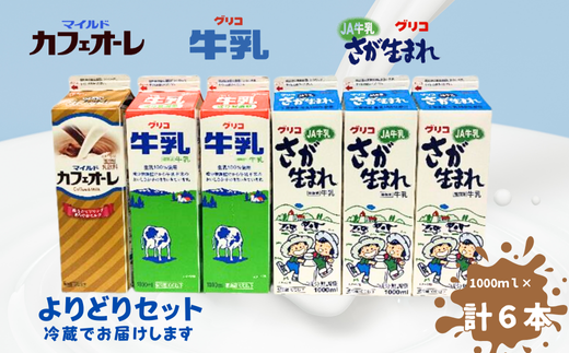江崎グリコ牛乳・JA牛乳さが生まれ・カフェオーレ6本よりどりセット：B110-002