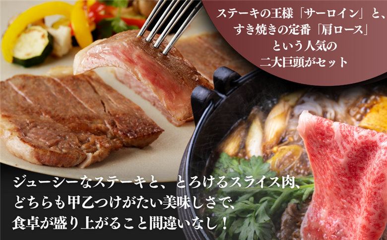 佐賀牛サーロインステーキ 400g・佐賀牛肩ローススライス 500g セット：B330-005