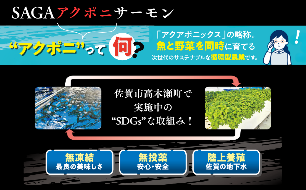 佐賀から未来へ！SAGAアクポニサーモン 1kg 100g×10P カット済 刺身 サーモン トラウトサーモン 国産 生食 陸上養殖 アクアポニックス 高品質 佐賀市産 海鮮 魚介 魚 冷凍 小分け 解凍するだけ 海鮮丼 カルパッチョ 寿司 鮭 佐賀県 佐賀市 ：B400-007