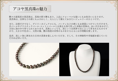 【テリ最強✨極美品】 あこや黒真珠 ネックレス 6.5-7.0 SILVER刻印 個数限定！艶々の漆黒系6～6.5mmアコヤ黒真珠ネックレス：C117