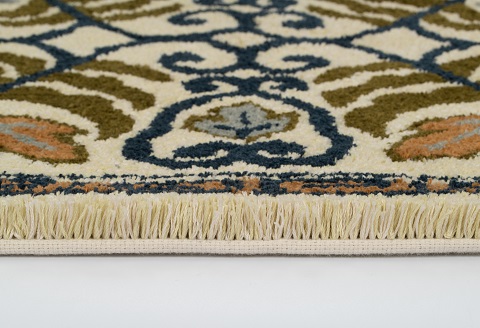 鍋島緞通 [手刺繍] 向い蟹 淡灰地：C510-012