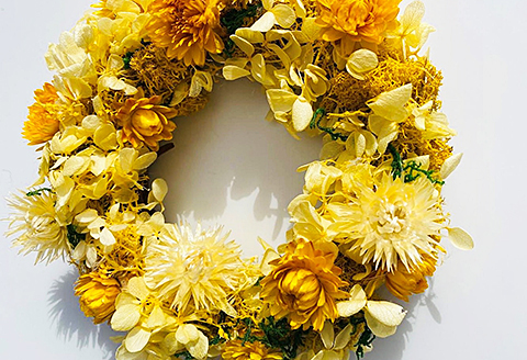フラワーリース　イエロー：B180-038