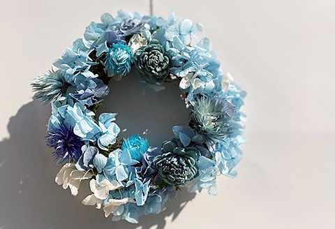 フラワーリース　ブルー：B180-039