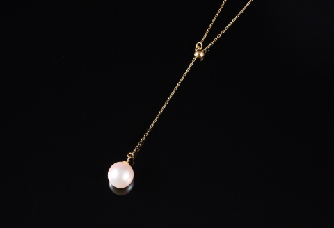 クールなアコヤ真珠Y字スライドチェーンネックレス50cmYG：C275-001