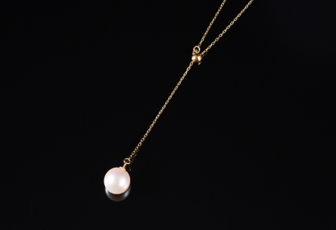 クールなアコヤ真珠Y字スライドチェーンネックレス60cmYG：C279-001