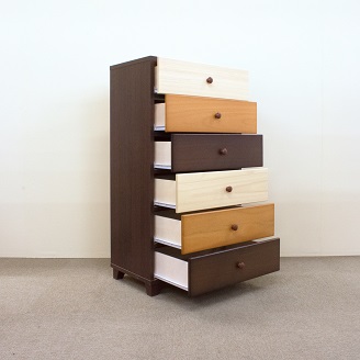 60チェスト6段マルーンⅡ【諸富家具】：C106-020