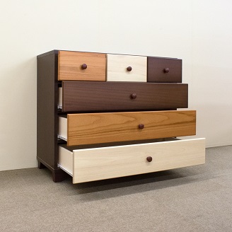 90ローチェスト4段マルーンⅡ【諸富家具】：C106-021