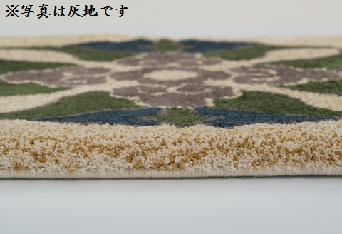 色をお選びいただけます　鍋島緞通[手刺繍]蟹牡丹中心柄 50×50cm：C106-008