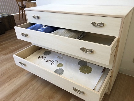 桐たんす クローゼット収納5段（キャスター付）：C146-009