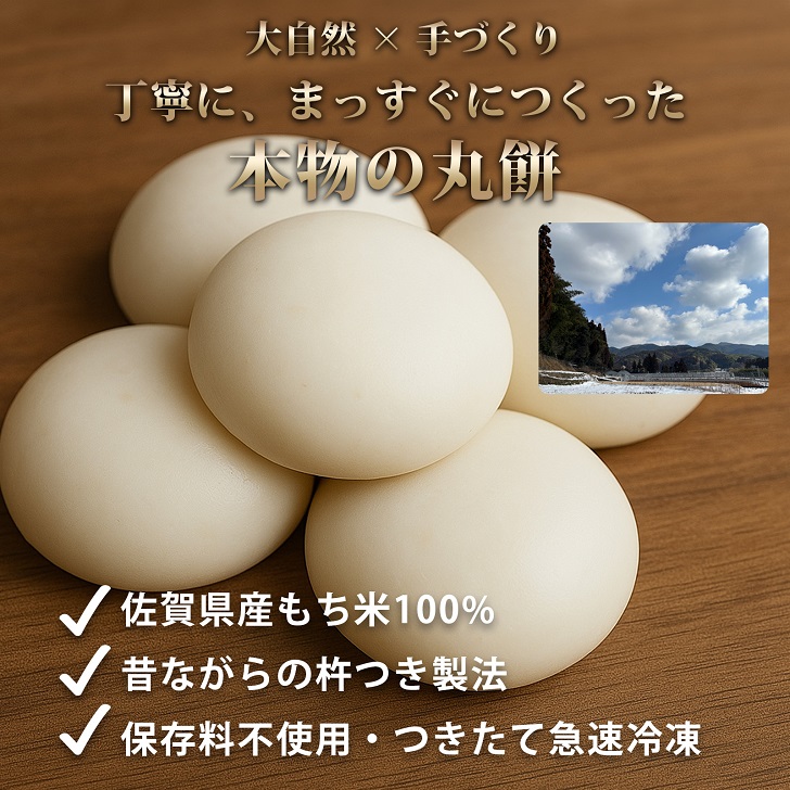 【手作りつきたて急速冷凍】佐賀県産もち米100% 自慢の杵つき丸白餅 40g×20個入×1P（冷凍）：A075-005