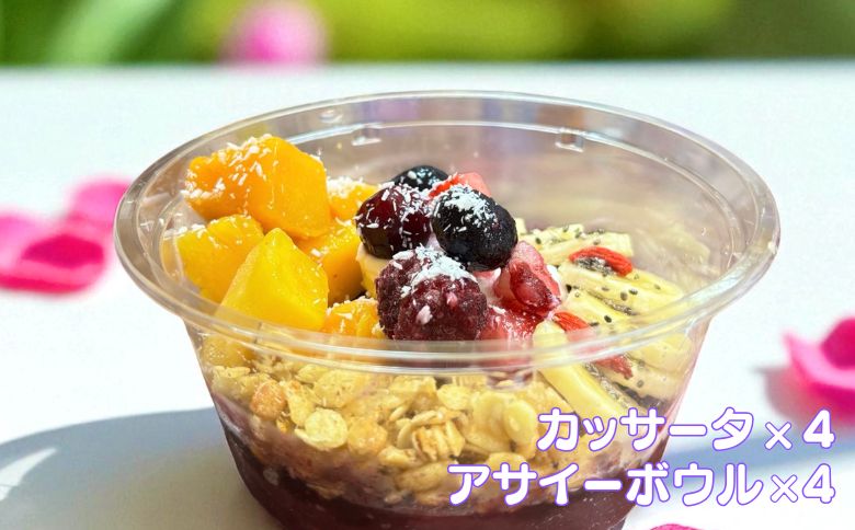 フルーツたっぷりアサイーボウル（小）250g×4個＆カッサータ80g×4個 アサイー カッサータ スイーツ セット ：B365-006