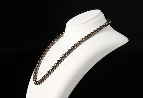 黒真珠ラウンドネックレス パール 真珠ネックレス ブラックパール 黒真珠 黒蝶真珠