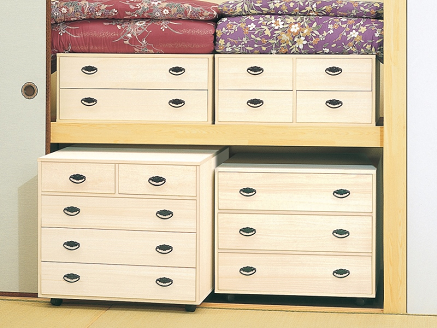 桐たんす 総桐押入収納布団台4杯引 75C：B910-001