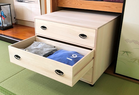 桐たんす 総桐押入収納ワイド3段 ROT-3：C139-014