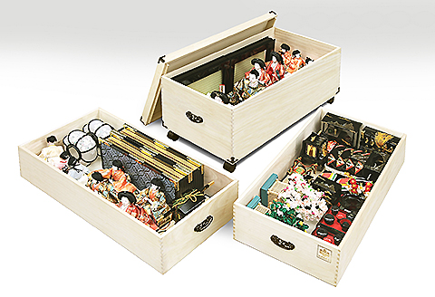 桐たんす 総桐ひな人形収納ケース3段 TS-3DL：C116-005