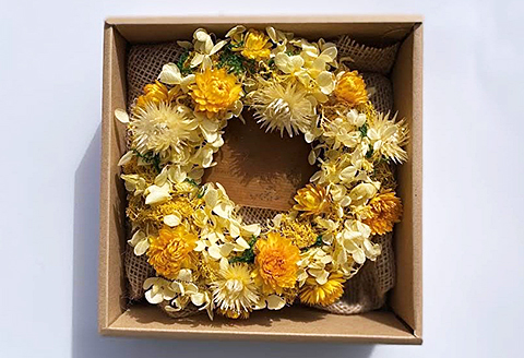 フラワーリース　イエロー：B180-038