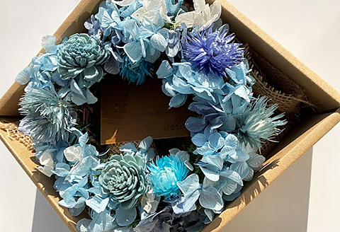 フラワーリース　ブルー：B180-039