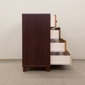 90ローチェスト4段マルーンⅡ【諸富家具】：C106-021