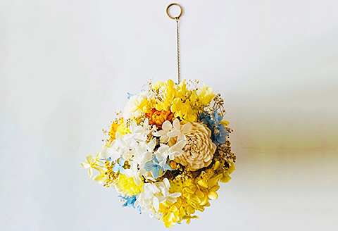 ドライフラワー＆プリザーブドフラワーボール：B180-037